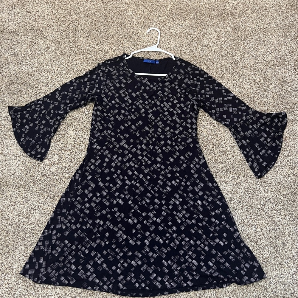 Apt. 9 Black and Geometric Patterned Dress